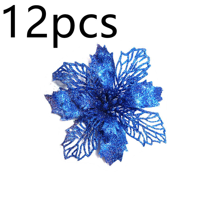 Glitter Artificial Christmas Flowers Tree Decorations