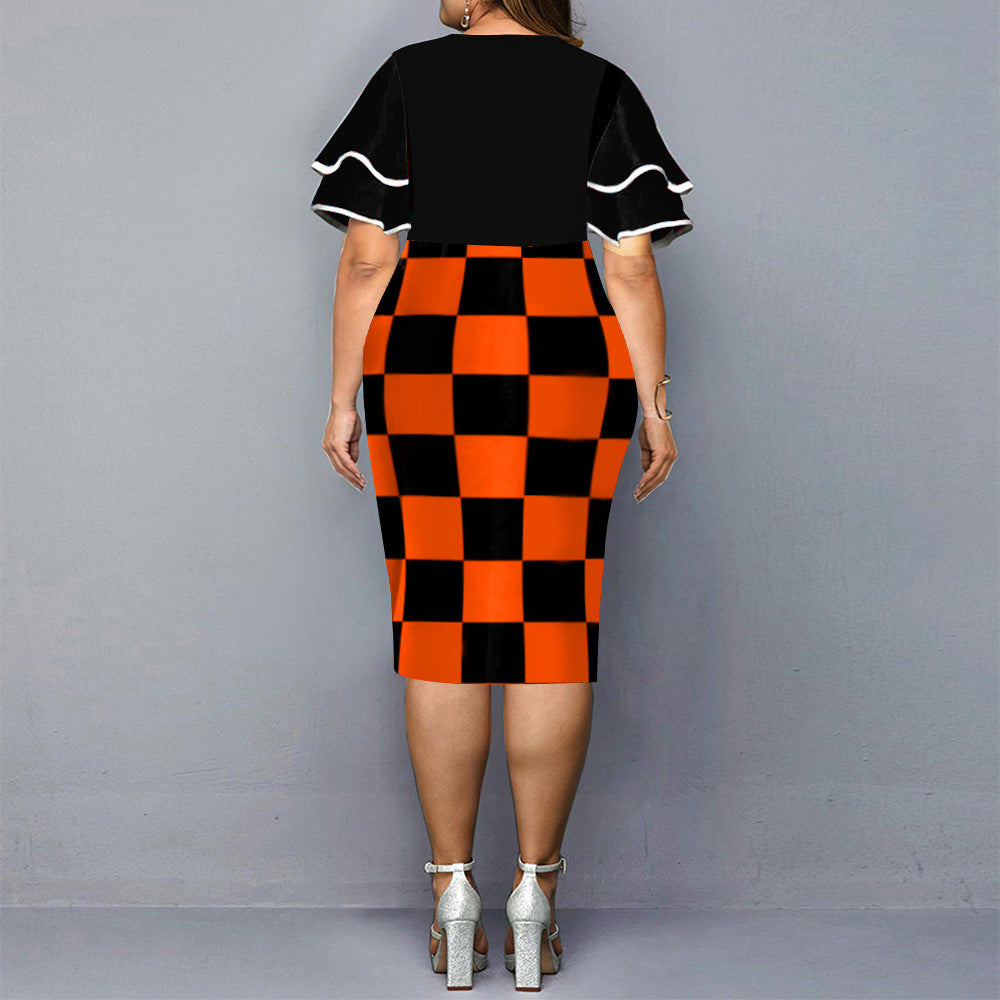 Plus Size Plaid Hip Skirt