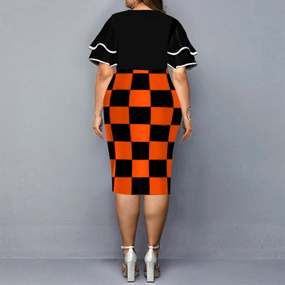 Plus Size Plaid Hip Skirt