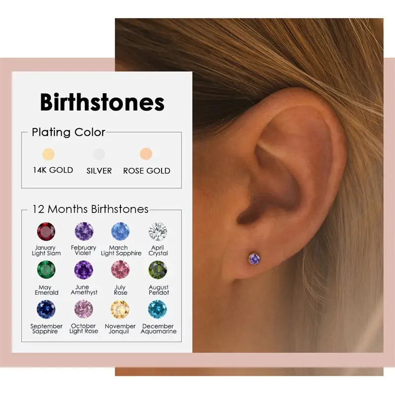 Stainless Steel Birthstone Earrings