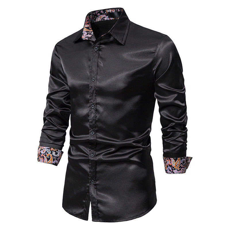 Men's Contrast Color Casual Slim-fit Buttoned Shirt