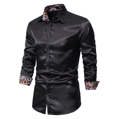 Men's Contrast Color Casual Slim-fit Buttoned Shirt