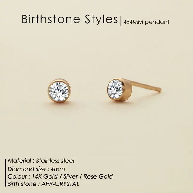 Stainless Steel Birthstone Earrings