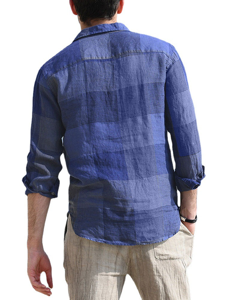Casual Men's Plaid Long-sleeved Shirt