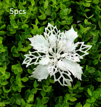 Glitter Artificial Christmas Flowers Tree Decorations