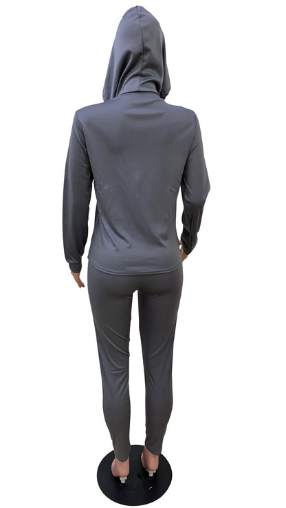 Long-sleeved Hooded V-Neck Active Suit