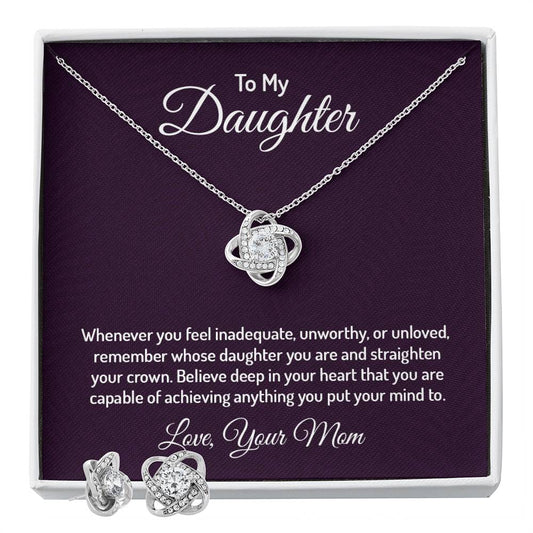 Love Knot Earring & Necklace Set - Mom/Daughter