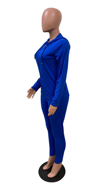 Long-sleeved Hooded V-Neck Active Suit