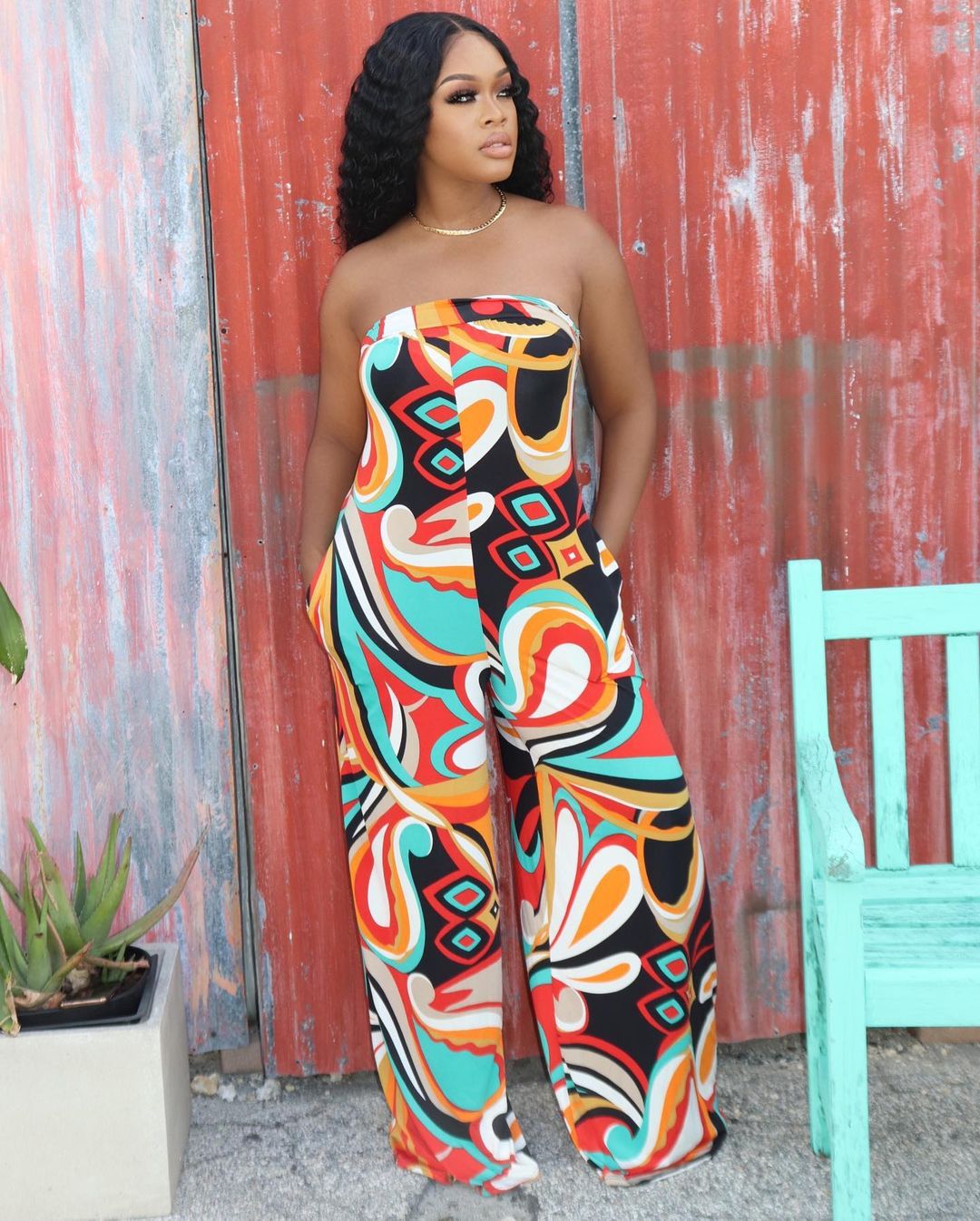 Tube Top Jumpsuit Wide-leg Pants