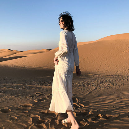 Fairy Retro V-neck Dress Women's Clothing