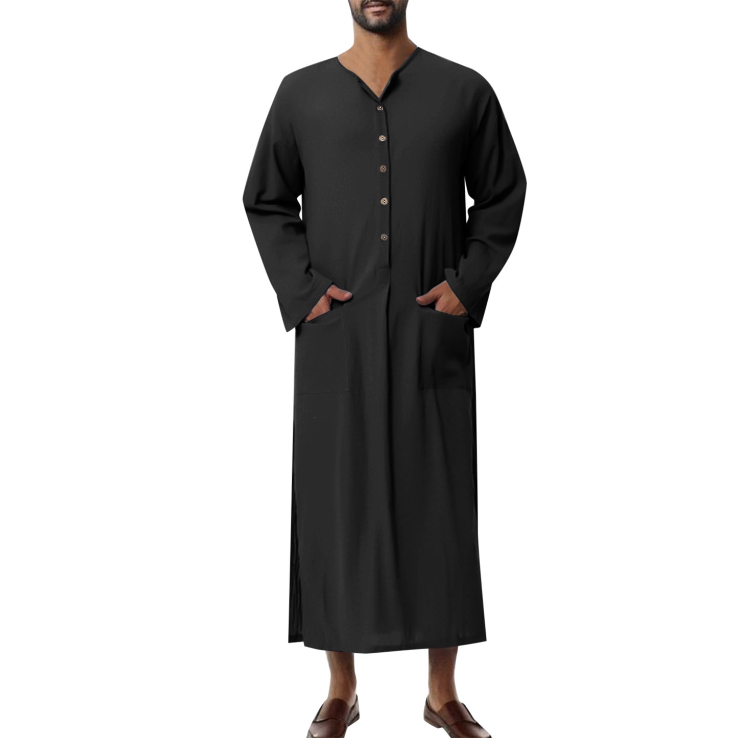 Men's Long Sleeve Solid Color Loose Robe