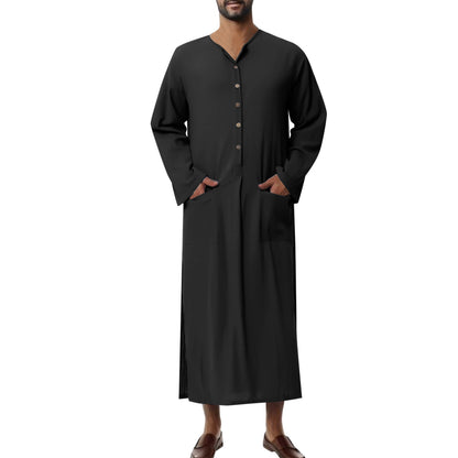 Men's Long Sleeve Solid Color Loose Robe