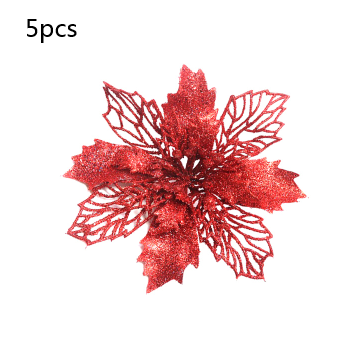 Glitter Artificial Christmas Flowers Tree Decorations