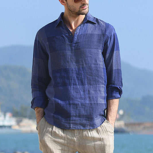 Casual Men's Plaid Long-sleeved Shirt