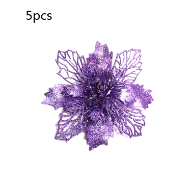 Glitter Artificial Christmas Flowers Tree Decorations