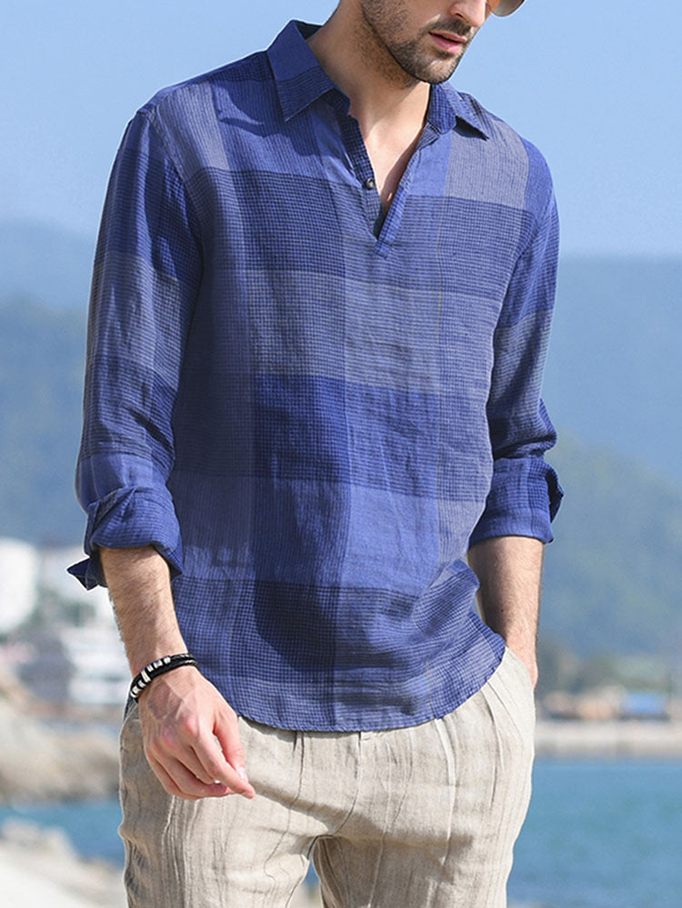 Casual Men's Plaid Long-sleeved Shirt
