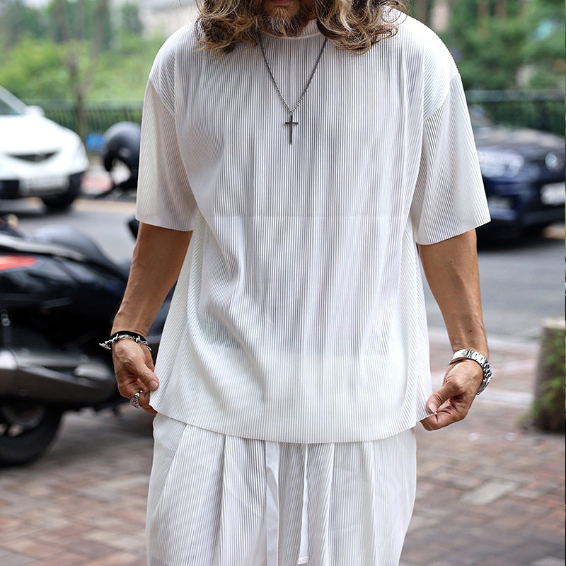 Men's Fashion Casual Short Sleeve Shorts Two-Piece Set