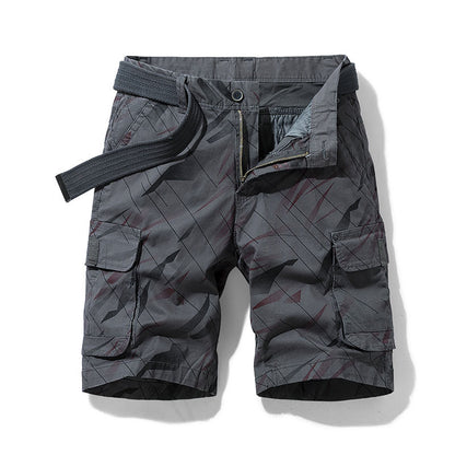 Summer New Youth Loose Cropped Pants Geometric Printed Stretch Overalls Shorts