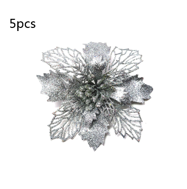Glitter Artificial Christmas Flowers Tree Decorations