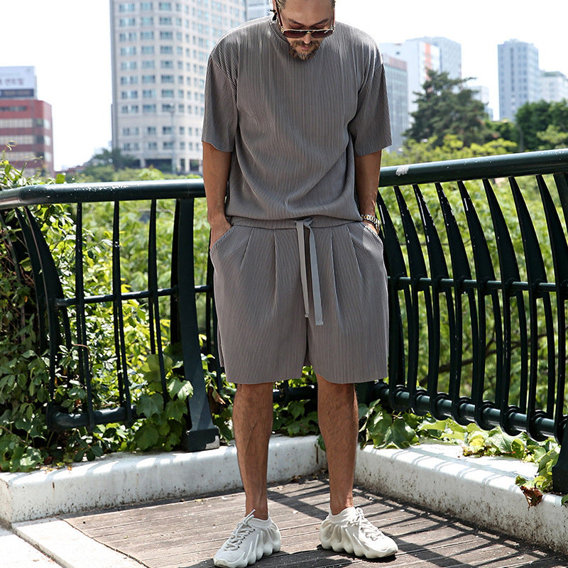 Men's Fashion Casual Short Sleeve Shorts Two-Piece Set