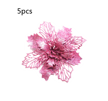 Glitter Artificial Christmas Flowers Tree Decorations
