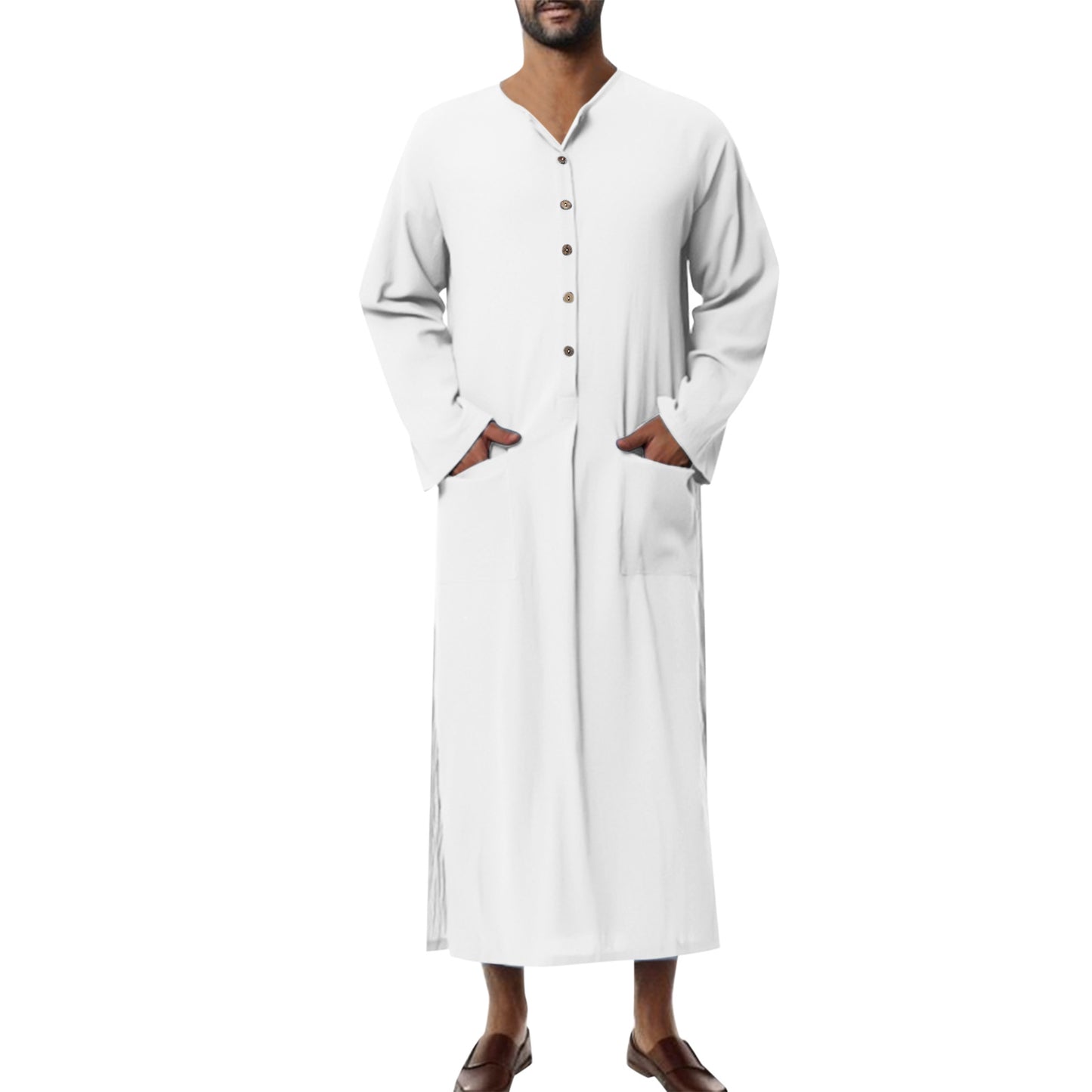 Men's Long Sleeve Solid Color Loose Robe