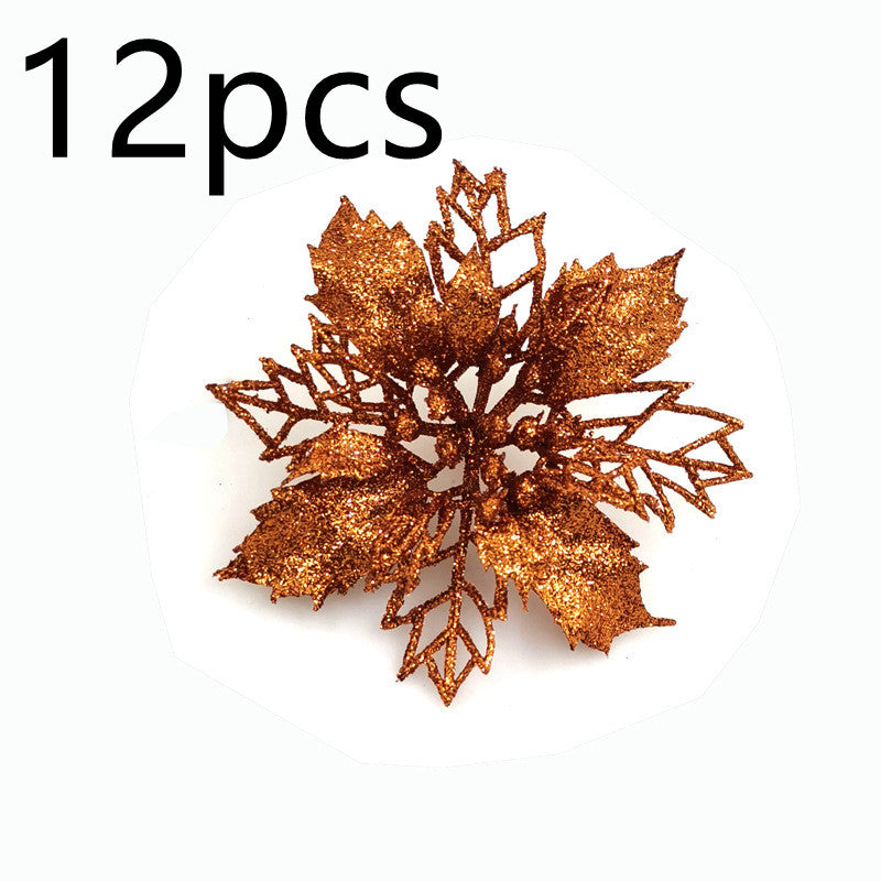 Glitter Artificial Christmas Flowers Tree Decorations