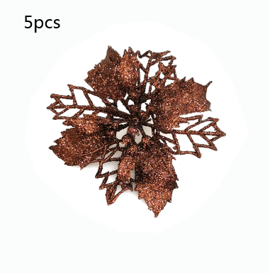 Glitter Artificial Christmas Flowers Tree Decorations