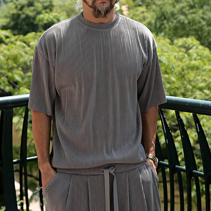 Men's Fashion Casual Short Sleeve Shorts Two-Piece Set