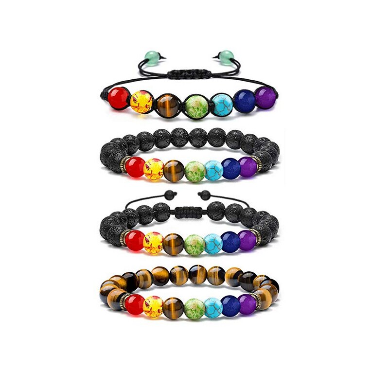 8mm Lava Rock 7 Chakras Bracelet