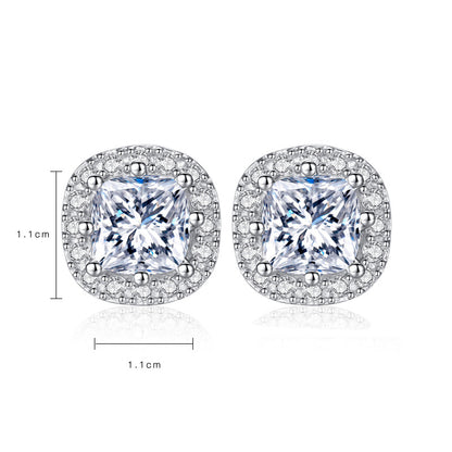 New Earrings S925 Sterling Silver Stud Earrings Hearts & Arrows Earrings