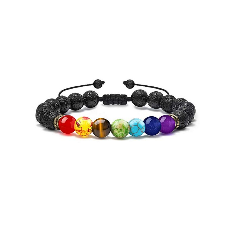 8mm Lava Rock 7 Chakras Bracelet