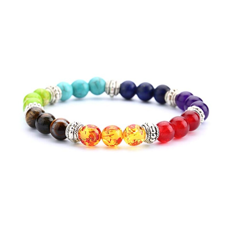 8mm Lava Rock 7 Chakras Bracelet