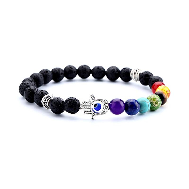 8mm Lava Rock 7 Chakras Bracelet