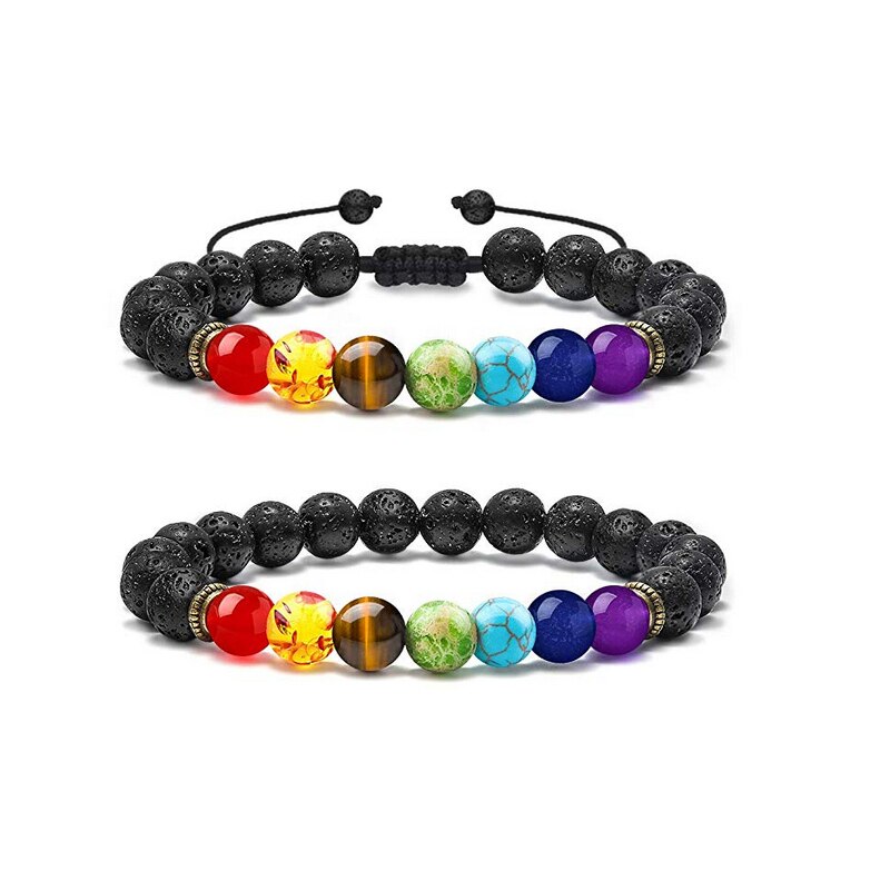 8mm Lava Rock 7 Chakras Bracelet