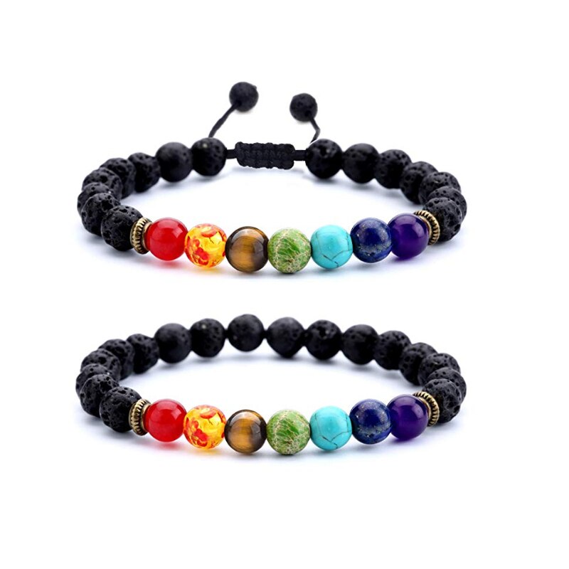 8mm Lava Rock 7 Chakras Bracelet