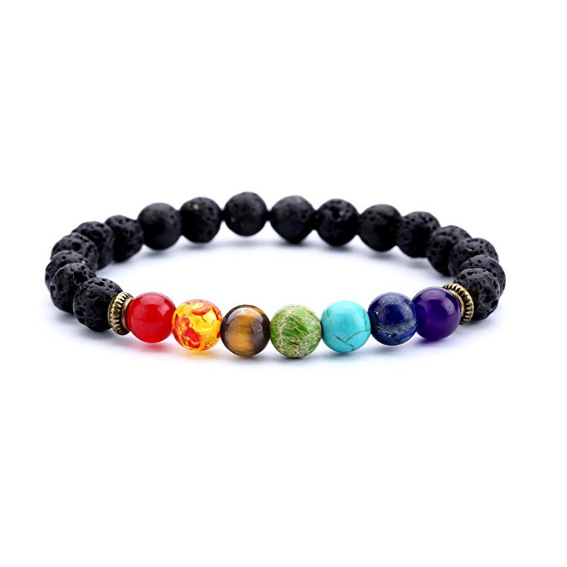 8mm Lava Rock 7 Chakras Bracelet