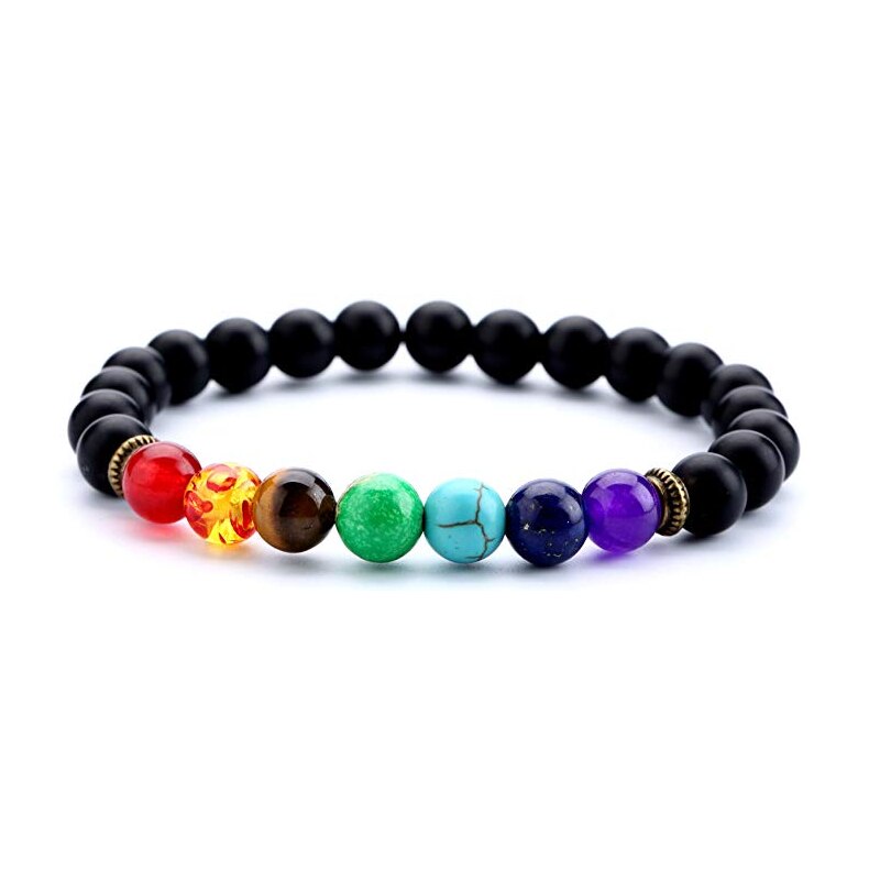 8mm Lava Rock 7 Chakras Bracelet