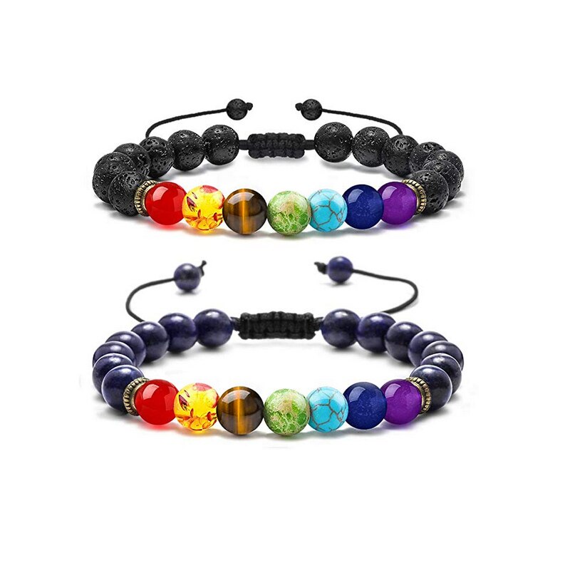 8mm Lava Rock 7 Chakras Bracelet