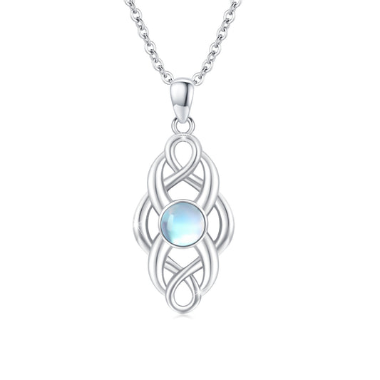 Moonstone Infinity Pendant Necklace in 925 Sterling Silver