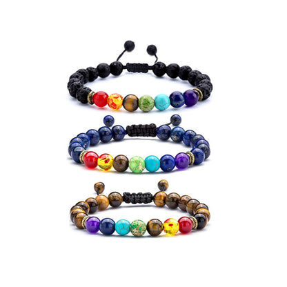 8mm Lava Rock 7 Chakras Bracelet