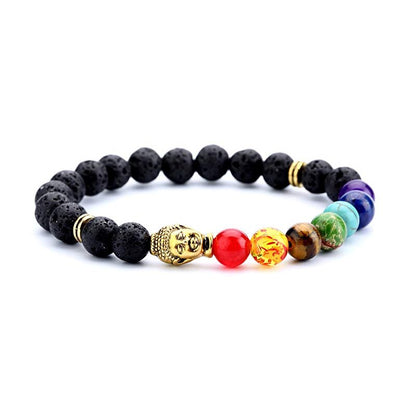 8mm Lava Rock 7 Chakras Bracelet