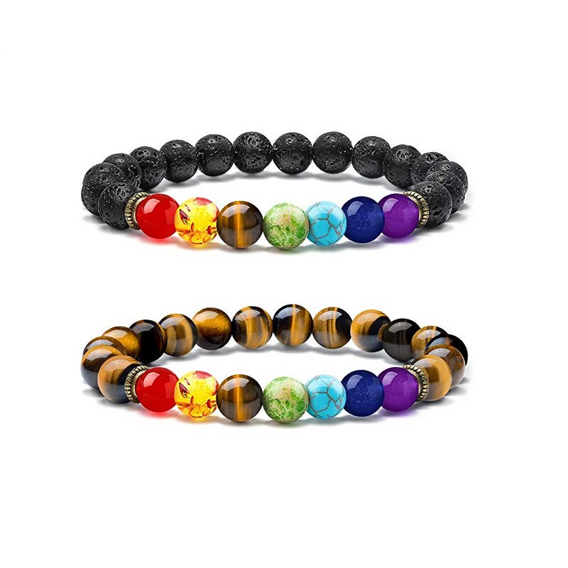 8mm Lava Rock 7 Chakras Bracelet