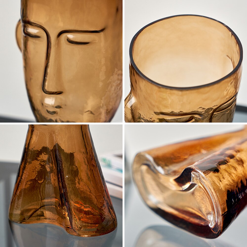 Abstract Human Face Glass Vase