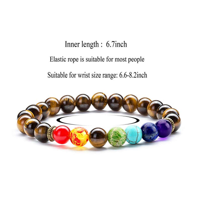 8mm Lava Rock 7 Chakras Bracelet